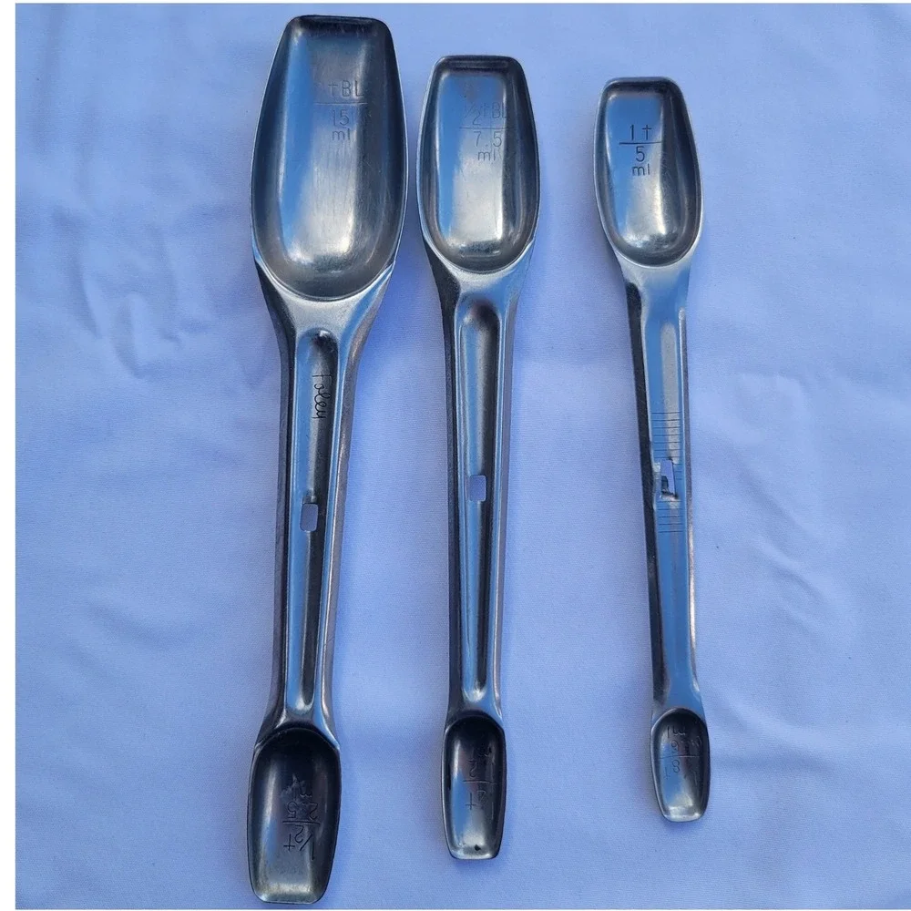 Vintage Foley Stainless Steel Nesting Measuring Spoons Set of 3 Long Handle